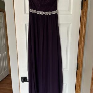 Speechless Strapless Dress in Deep Purple with Silver Accents